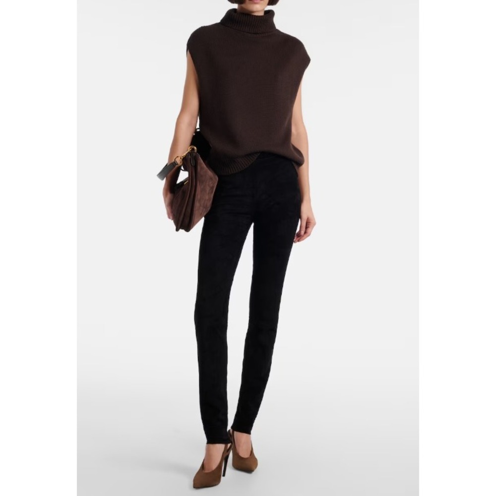 Stouls Carolyn Black Lambskin Leather Stretch Leggings Size S